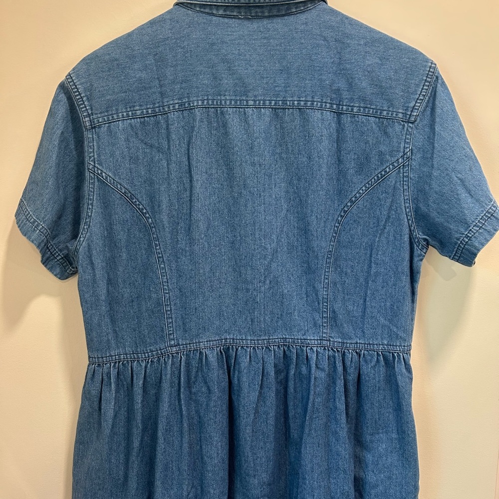 L.L. Bean Short Sleeve Denim Button-Front Midi Dress - Picture 6 of 7